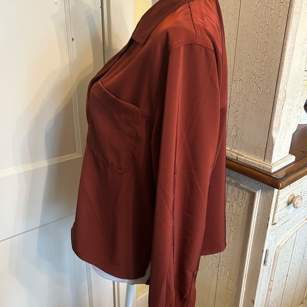 Banana Republic Deep Red Satin Blouse - Picture 3 of 12